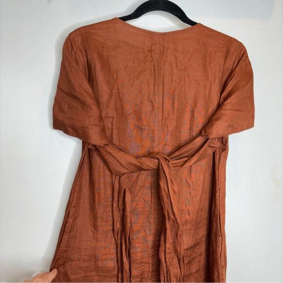Shaina Mote Gia Linen Maxi Dress in Burnt Orange - Picture 5 of 10